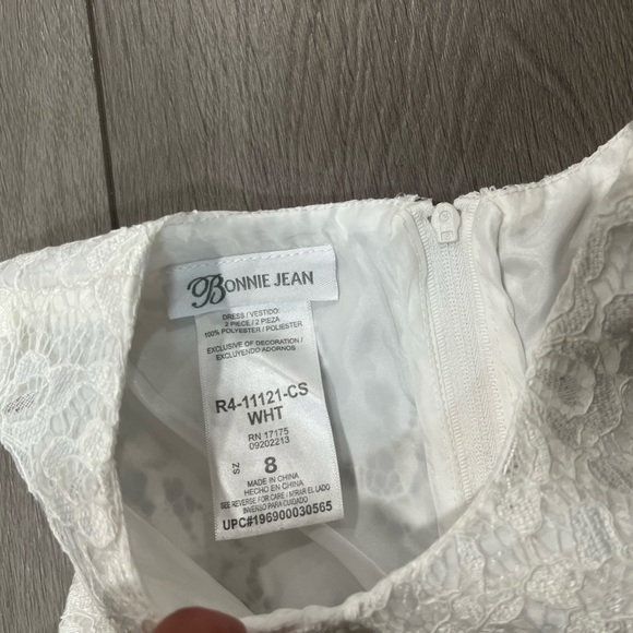 Bonnie Jean White Lace Dress with Pink Bow - Picture 3 of 4